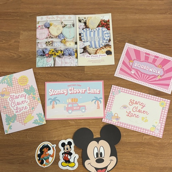 Stoney Clover Lane Other - STONEY CLOVER LANE GWP POST CARDS STICKERS PAMPHLETS DISNEY GINGHAM SET OF 8